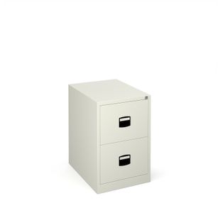 Steel 2 drawer contract filing cabinet 711mm high - white