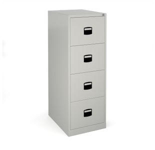 Steel 4 drawer contract filing cabinet 1321mm high - goose grey