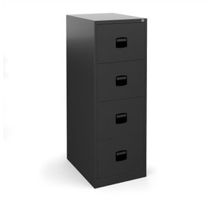 Steel 4 drawer contract filing cabinet 1321mm high - black