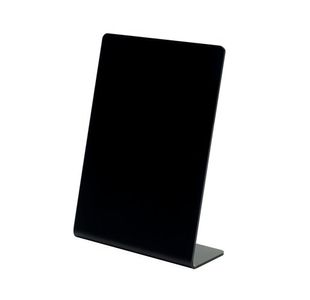 Deflecto Slanted Display Sign Acrylic A6 Portrait Black SSPA614-2