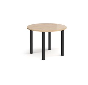Circular black radial leg meeting table 1000mm - Kendal Oak
