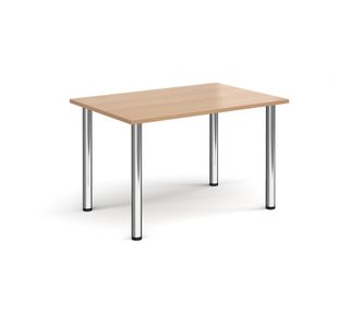 Rectangular chrome radial leg meeting table 1200mm x 800mm - beech