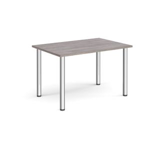 Rectangular chrome radial leg meeting table 1200mm x 800mm - grey oak