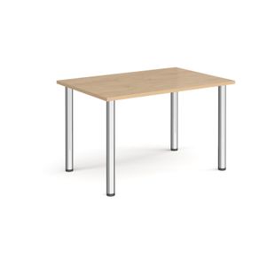 Rectangular chrome radial leg meeting table 1200mm x 800mm - Kendal oak