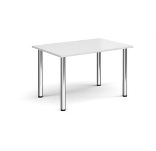 Rectangular chrome radial leg meeting table 1200mm x 800mm - white