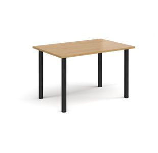 Rectangular black radial leg meeting table 1200mm x 800mm - oak