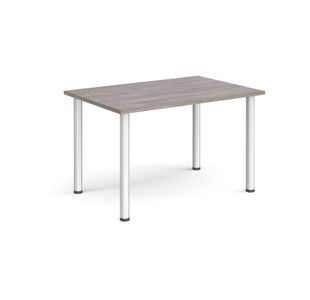 Rectangular silver radial leg meeting table 1200mm x 800mm - grey oak