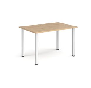 Rectangular silver radial leg meeting table 1200mm x 800mm - Kendal oak