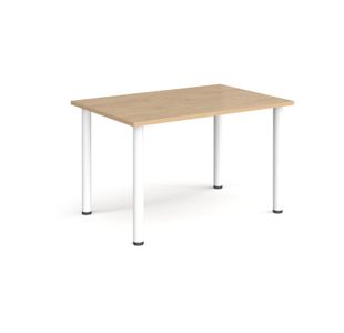 Rectangular white radial leg meeting table 1200mm x 800mm - Kendal oak