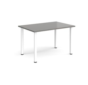 Rectangular white radial leg meeting table 1200mm x 800mm - onyx grey