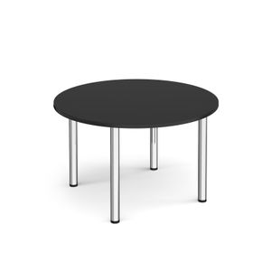 Circular chrome radial leg meeting table 1200mm x 800mm - Black