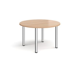 Circular chrome radial leg meeting table 1200mm - beech
