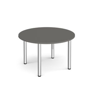 Circular chrome radial leg meeting table 1200mm x 800mm - Onyx Grey