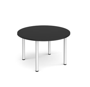 Circular silver radial leg meeting table 1200mm - Black