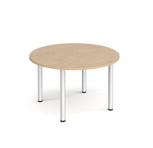 Circular silver radial leg meeting table 1200mm - Kendal Oak
