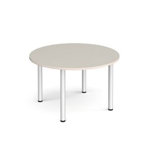 Circular silver radial leg meeting table 1200mm - Light Grey
