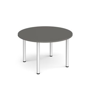 Circular silver radial leg meeting table 1200mm - Onyx Grey