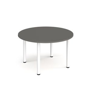 Circular white radial leg meeting table 1200mm - Onyx Grey