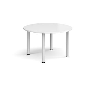 Circular white radial leg meeting table 1200mm - white