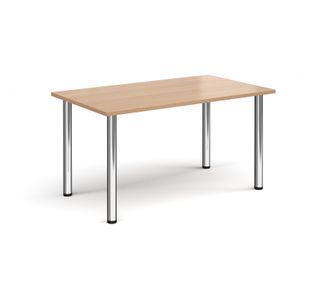 Rectangular chrome radial leg meeting table 1400mm x 800mm - beech