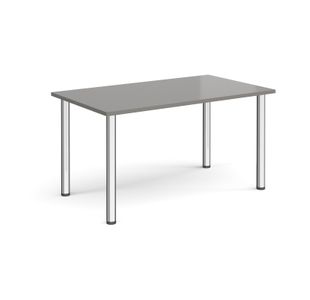Rectangular chrome radial leg meeting table 1400mm x 800mm - onyx grey