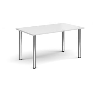 Rectangular chrome radial leg meeting table 1400mm x 800mm - white