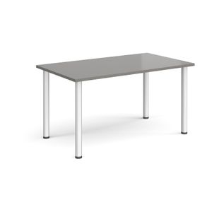 Rectangular silver radial leg meeting table 1400mm x 800mm - onyx grey