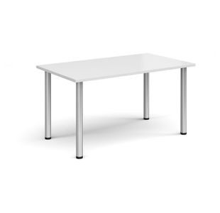 Rectangular silver radial leg meeting table 1400mm x 800mm - white