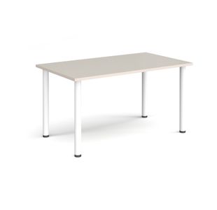Rectangular white radial leg meeting table 1400mm x 800mm - Light Grey