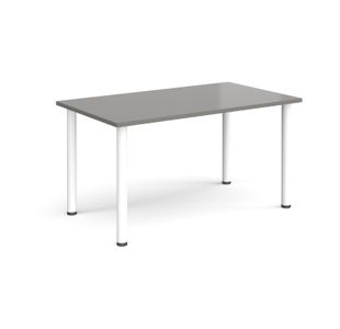 Rectangular white radial leg meeting table 1400mm x 800mm - onyx grey
