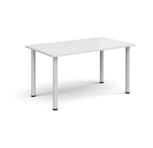 Rectangular white radial leg meeting table 1400mm x 800mm - white