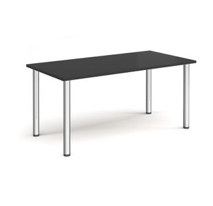 Rectangular chrome radial leg meeting table 1600mm x 800mm - Black
