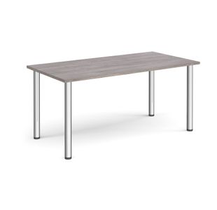 Rectangular chrome radial leg meeting table 1600mm x 800mm - grey oak