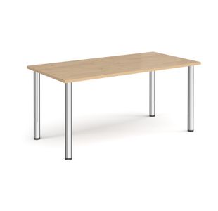 Rectangular chrome radial leg meeting table 1600mm x 800mm - Kendal oak