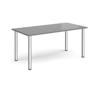 Rectangular chrome radial leg meeting table 1600mm x 800mm - onyx grey