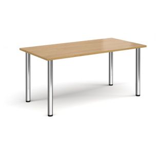 Rectangular chrome radial leg meeting table 1600mm x 800mm - oak