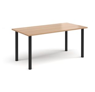 Rectangular black radial leg meeting table 1600mm x 800mm - beech