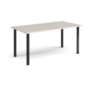 Rectangular black radial leg meeting table 1600mm x 800mm - Light Grey