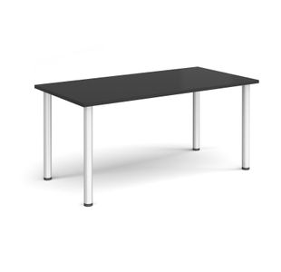 Rectangular silver radial leg meeting table 1600mm x 800mm - Black
