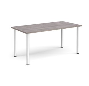 Rectangular silver radial leg meeting table 1600mm x 800mm - grey oak