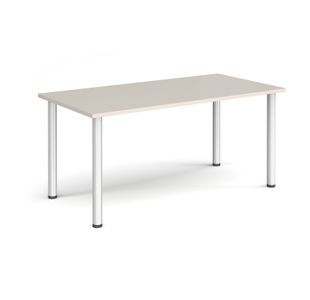 Rectangular silver radial leg meeting table 1600mm x 800mm - Light Grey