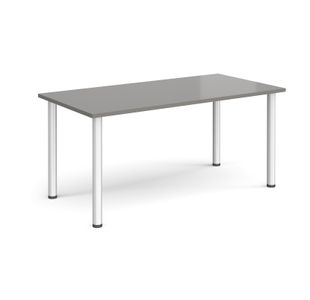 Rectangular silver radial leg meeting table 1600mm x 800mm - onyx grey