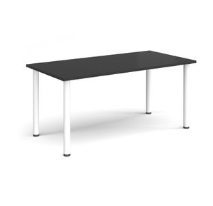 Rectangular white radial leg meeting table 1600mm x 800mm - Black