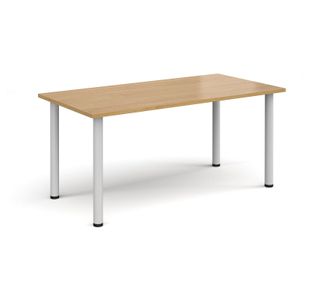 Rectangular white radial leg meeting table 1600mm x 800mm - oak