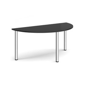 Semi circular chrome radial leg meeting table 1600mm x 800mm - Black