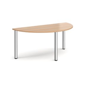 Semi circular chrome radial leg meeting table 1600mm x 800mm - beech
