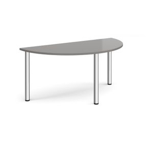 Semi circular chrome radial leg meeting table 1600mm x 800mm - onyx grey