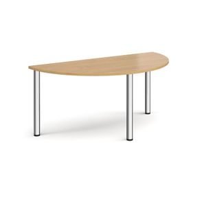 Semi circular chrome radial leg meeting table 1600mm x 800mm - oak