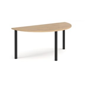 Semi circular black radial leg meeting table 1600mm x 800mm - Kendal oak