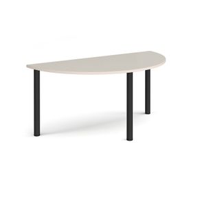 Semi circular black radial leg meeting table 1600mm x 800mm - Light Grey
